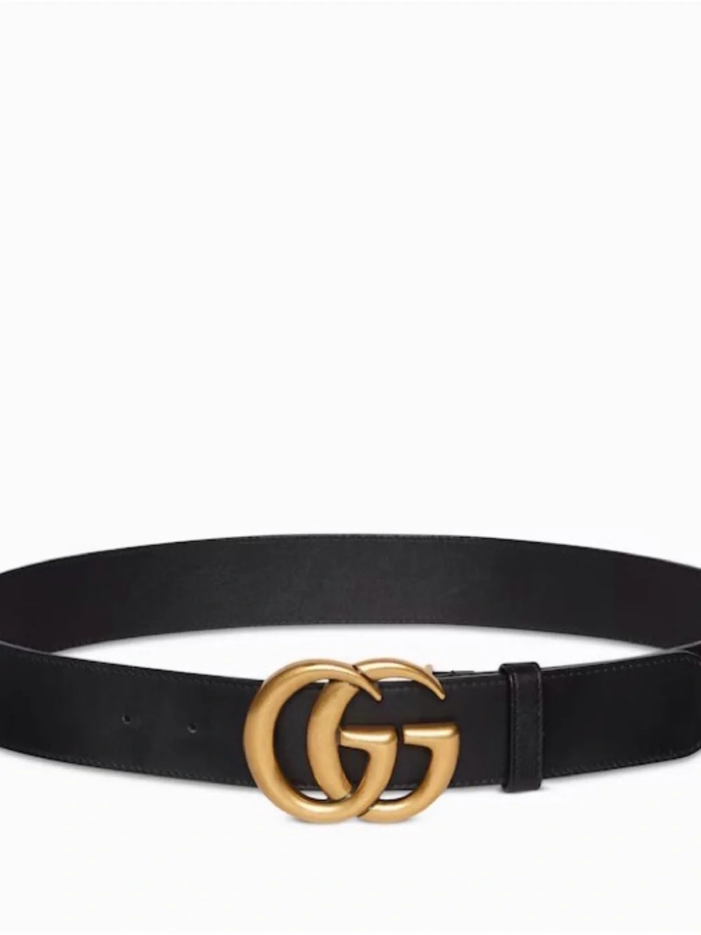 Gucci Black Leather Belt with Double G Gold Buckle
